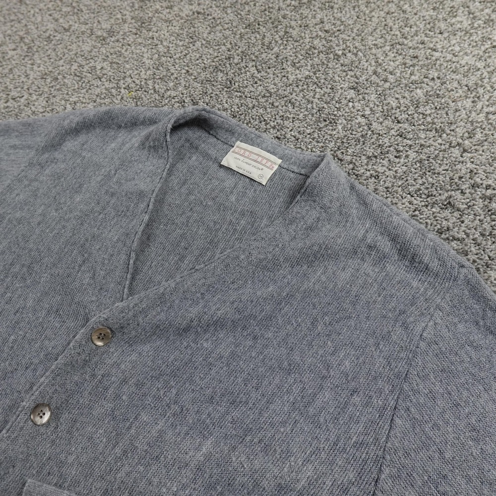 VTG Lord Jeff Sweater Mens M Gray Orlon Acrylic Button Cardigan Grandpa USA 70s‎